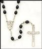 Black Wood Oval Bead Rosary